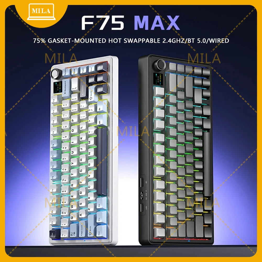 For AULA F75 MAX Gaming Mechanical Keyboard 75% Wired/Bluetooth/2.4G Hot-Swap RGB E-sports Keyboard with TFT