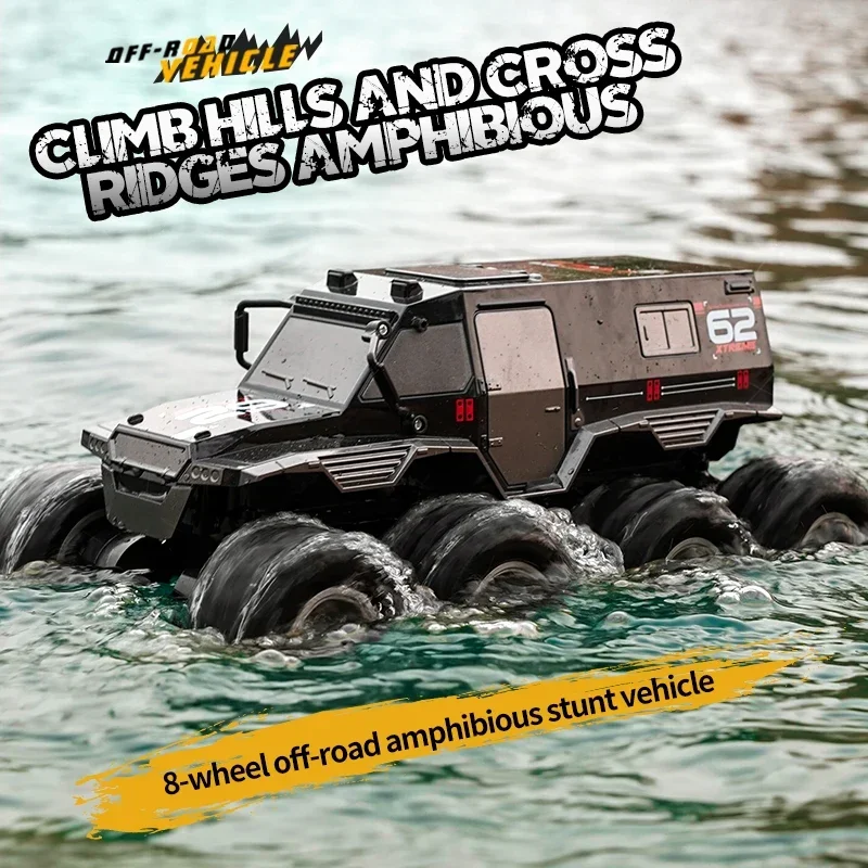 1:16 2.4G 8 Wheel RC Car 8WD Remote Control Truck Amphibious Climbing Off Road Waterproof Q137 Armored Vehicles Children\'s Toys