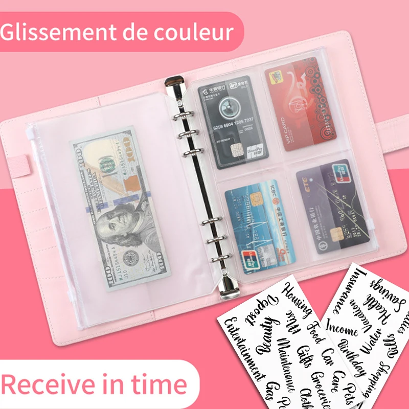 A6 Budget Binder Planner With 12 Pieces Cash Envelopes Colorful PU Leather Notebook Binder With 12 PCS A6 Binder Pockets