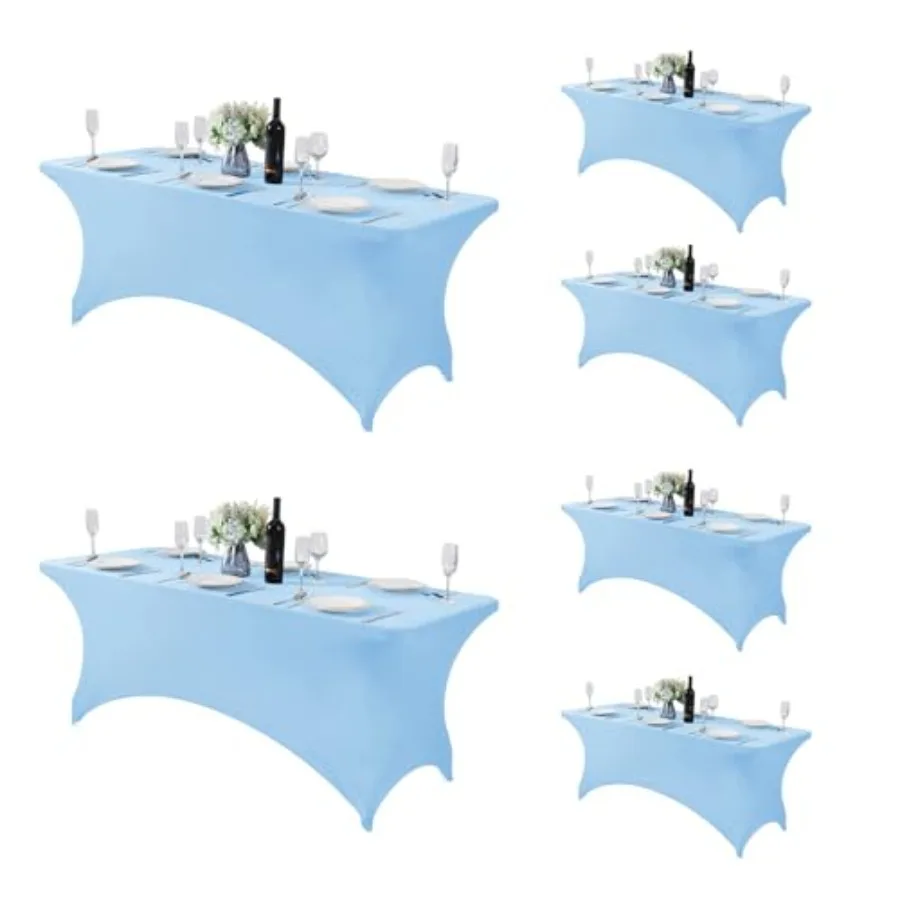 

6 Pack Spandex Table Cover for 6Feet Table Universal Fitted Stretch Tablecloth for Party, Banquet, Wedding and Events