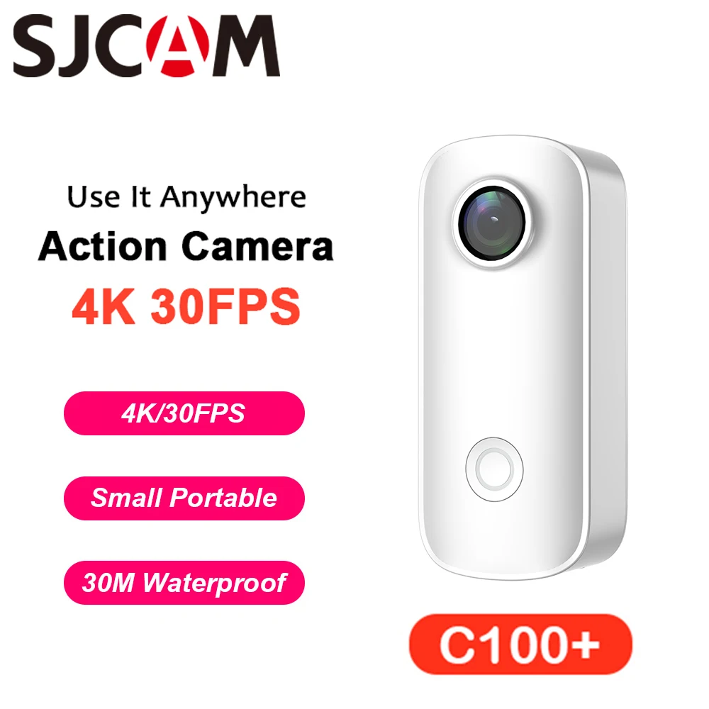 SJCAM C100 Mini 4K Action Camera POV Duim Body Camera Lichtgewicht Magnetische Camera 30M Onderwater Vlog 8x Zoom Loop Recording