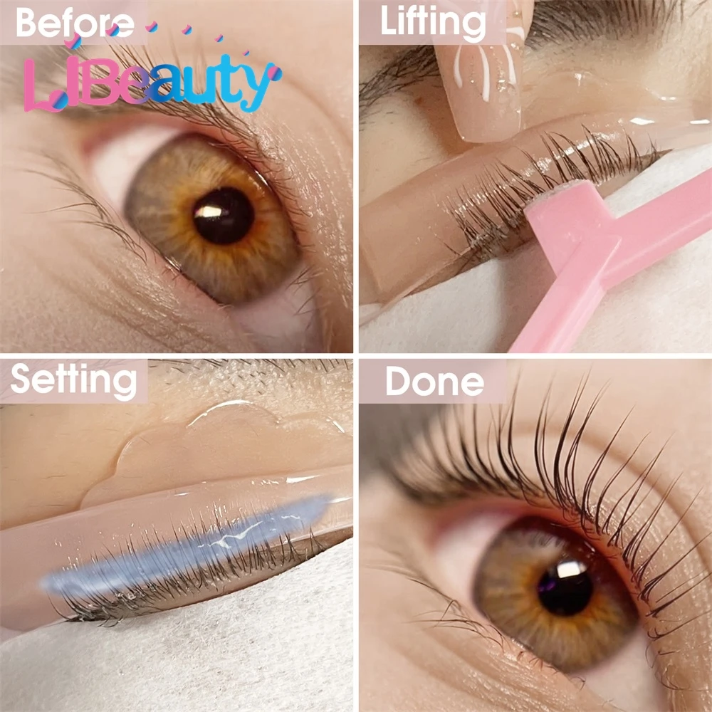 Libeauty 4 pares j & c onda silicone cílios perm almofadas pegajosas hastes escudo levantamento 3d cílios modelador acessórios ferramenta de maquiagem