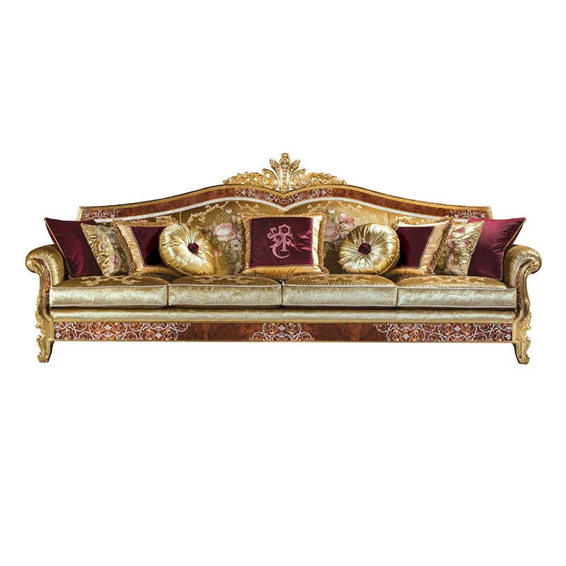 Fabric sofa coffee table combination shell parquet villa living room large apartment sofa