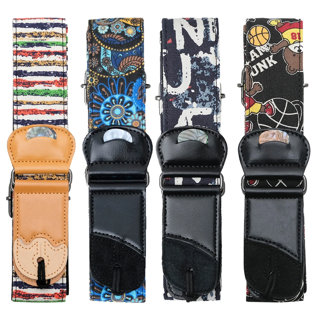 Guitar Strap Electric Acoustic Guitar Color Print Adjustable Polyester Back Strap Pluggable Plectrum Guitar Parts & Accessories