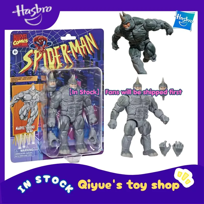 【En stock】Hasbro MARVEL LEGENDS Spider-Man Retro - Figura articulada de 6 pulgadas de Rhino Man, modelo de juguete coleccionable, regalo