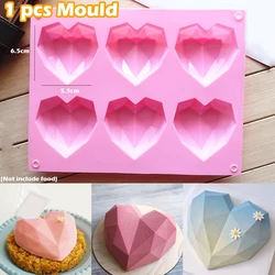 1 Pc 6 Cavity Heart Shaped Silicone Mould Cake Mousse Pastry Bakeware Tools Form For Soap