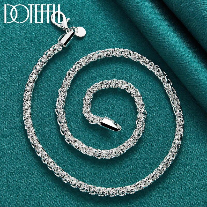 DOTEFFIL 925 Sterling Silver 8mm Chain Necklace For Man Women Fashion Wedding Party Charm Jewelry