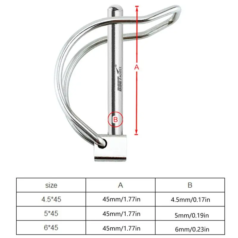 1Pcs Shaft Locking Pin D Shape 4.5/5/6/x45mm 316 Stainless Steel Safety Coupler Pin For Farm Trailers Lawn Hitches And Garden