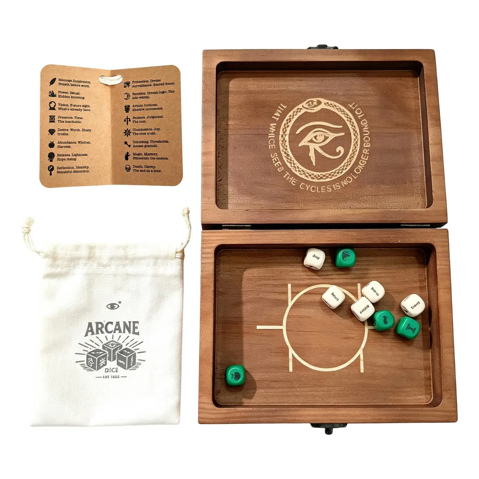Portable Hand-Carved Wood Divination Dice Set Geometric Pattern Intuitive Dice for Tarot Interpretation Family Gathering Friends