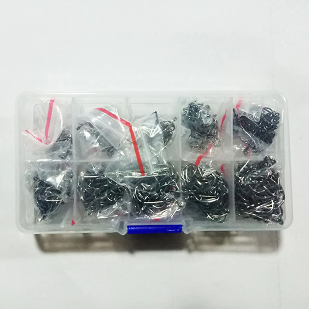 

500 Pcs Fishing Hooks Durable Carbon Steel Plastic Lightweight Easy Assemble Disassemble Outdoor Grid Box Practical Fish Hook
