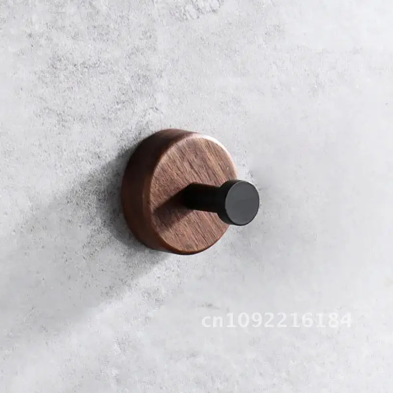 Nordic simple wood hook beech walnut square hook hanging hole-free paste wall creative hook