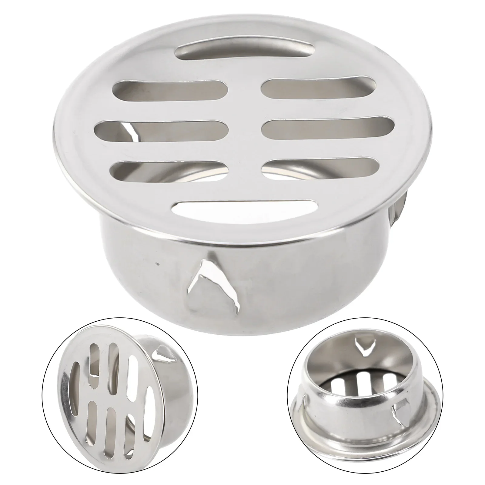 1x Bathroom Drain Cover Stainless Steel Hair Catcher Balcony Drainage Stopper Plug Roof Anti-Blocking Floor Strainer