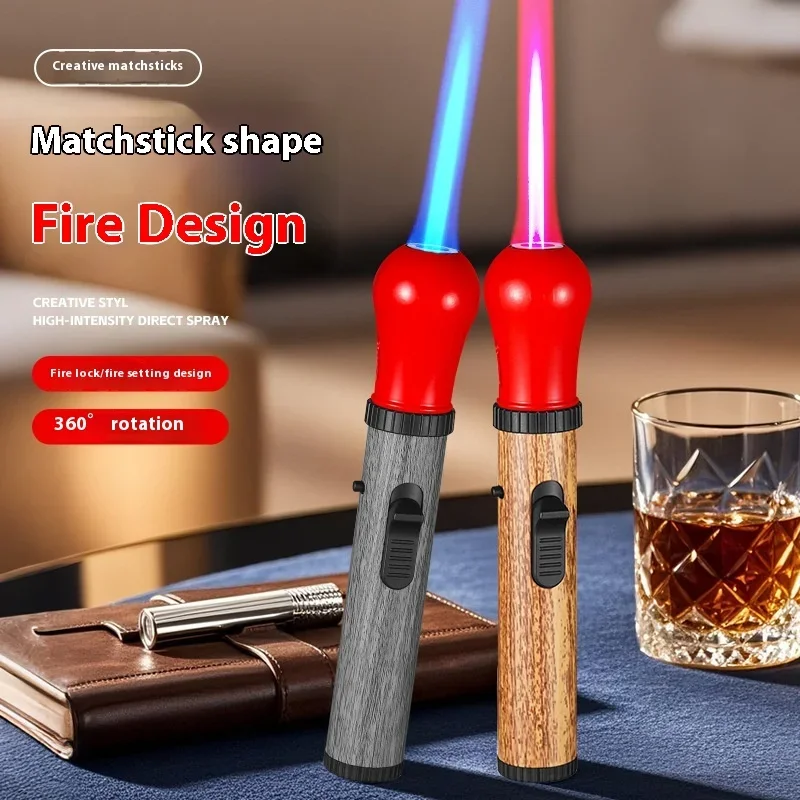 

Creative Design Powerful Metal Lighter Windproof Turbo Jet Red Blue Flame Kitchen Torch Tobacco Smoking Accessories Small Tool