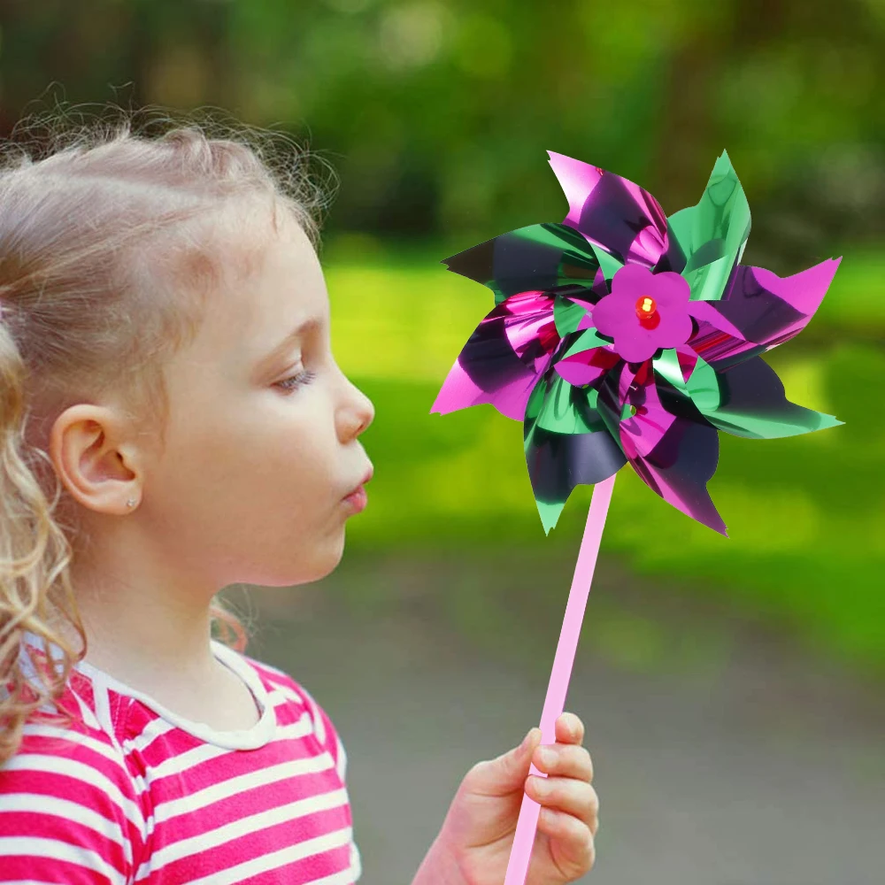 50 Pcs Plastic Colorful Pinwheel Kids Toy Party Pinwheels DIY Lawn Windmill Decorative Wind Spinners for Garden Yard Decor Gifts