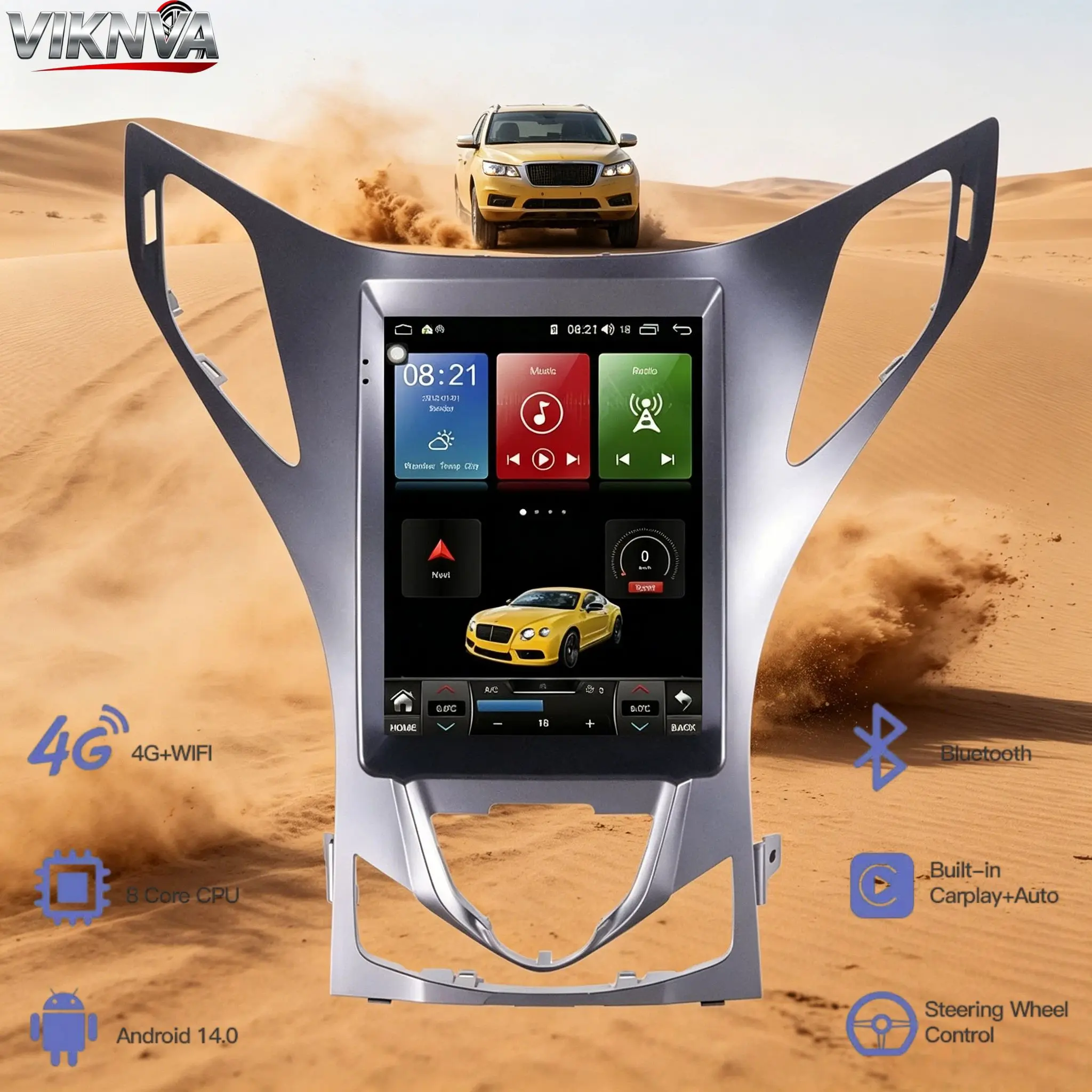For HYUNDAI AZERA Grandeur Grandeur HG Android14 8G+128G 4G SIM Carplay Bluetooth Wifi GPS RDS Radio Car DVD Player
