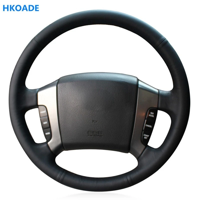 HKOADE Black Hige Soft Faux Leather Hand-stitched Car Steering Wheel Cover For Kia Sorento 2003 2004 2005 2006 2007 2008 2009 - Image 2