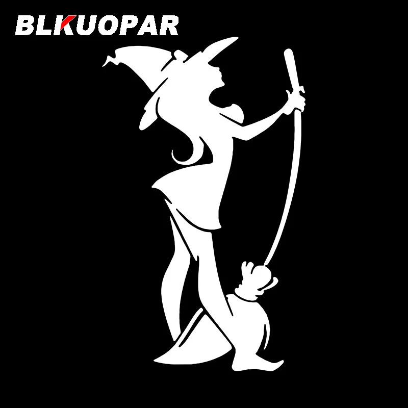 BLKUOPAR The Witch Poses With A Broom Car Stickers Fashion Vinyl Decals Vivid And Beautiful Graphics Scratch-Proof RV JDM Lable