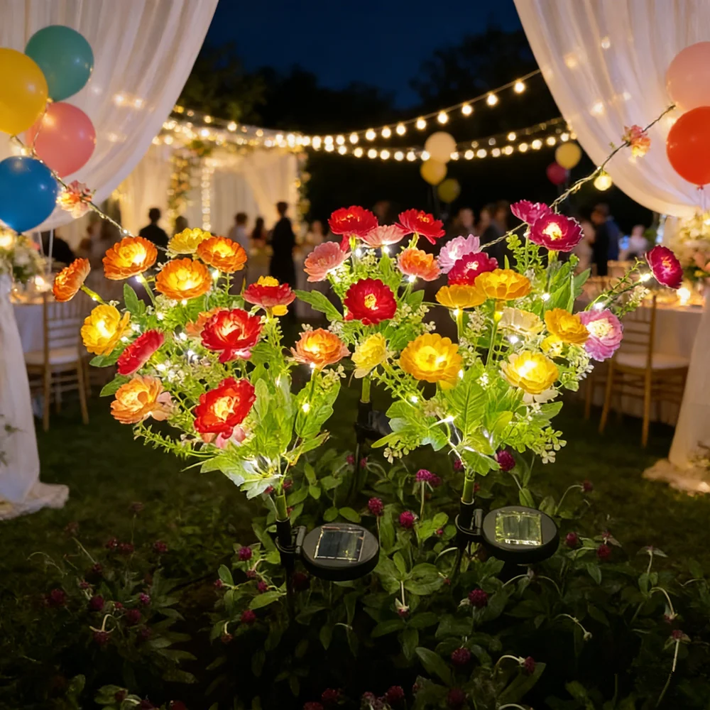 

Solar LED 7-heads Snow Lotus Lawn Lamp for Wedding Party Outdoor Summer Garden Flower Lights Holiday Yard Christmas Decoration