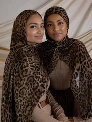 1Pcs Ramadan Hijab Leopard Print Frauen Böhmischen Aquarell Weiche Moslemisches Hijabs Floral Atmungs Schal Wrap Schal Kopftuch Warme