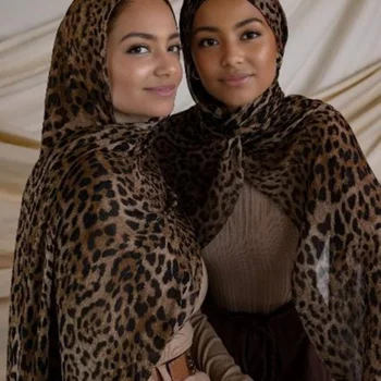 1 pièces Ramadan Hijab imprimé léopard femmes bohème aquarel...