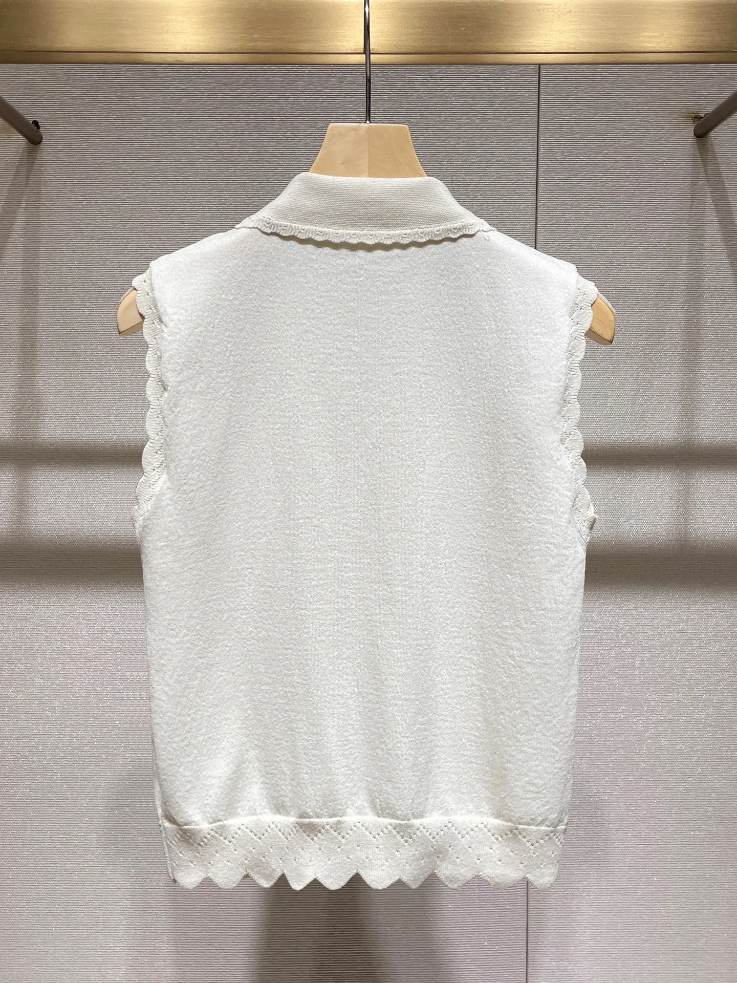 French Delicate Sleeveless Top 26Polo Neck Heavy Industry Lace Embroidered Bow Tie Knitted Sweater Vest