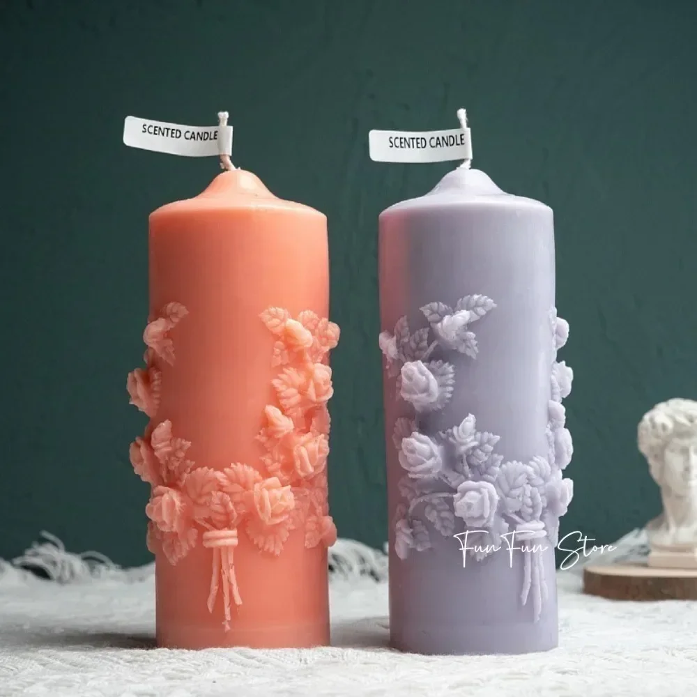 Rose Bouquet Scented Candle Silicone Mold DIY Handmade Handicrafts Candle Making Plaster Soap Mould Home Decoration Tools