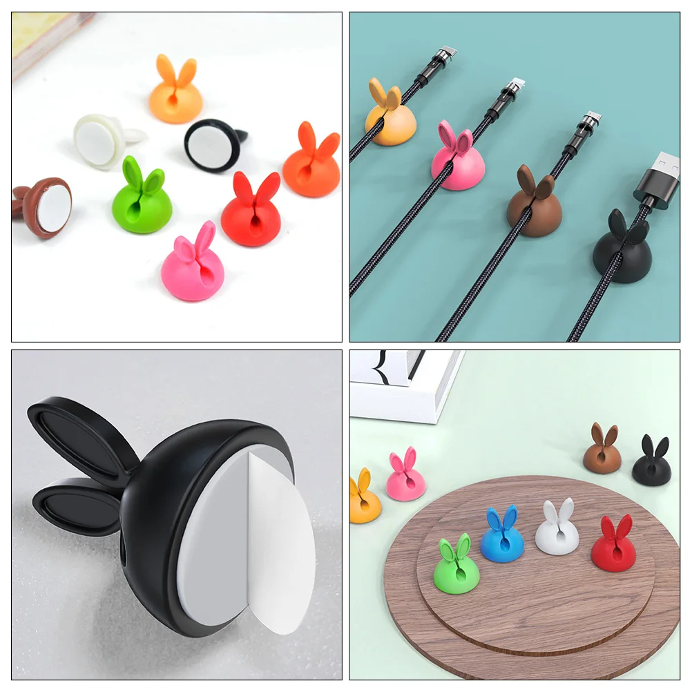 

30pcs Organizer Adorable Rabbit Strong Plastic Wire Tidy Clips Self Adhesive Cord Clips For Desktop Office Home Use Management