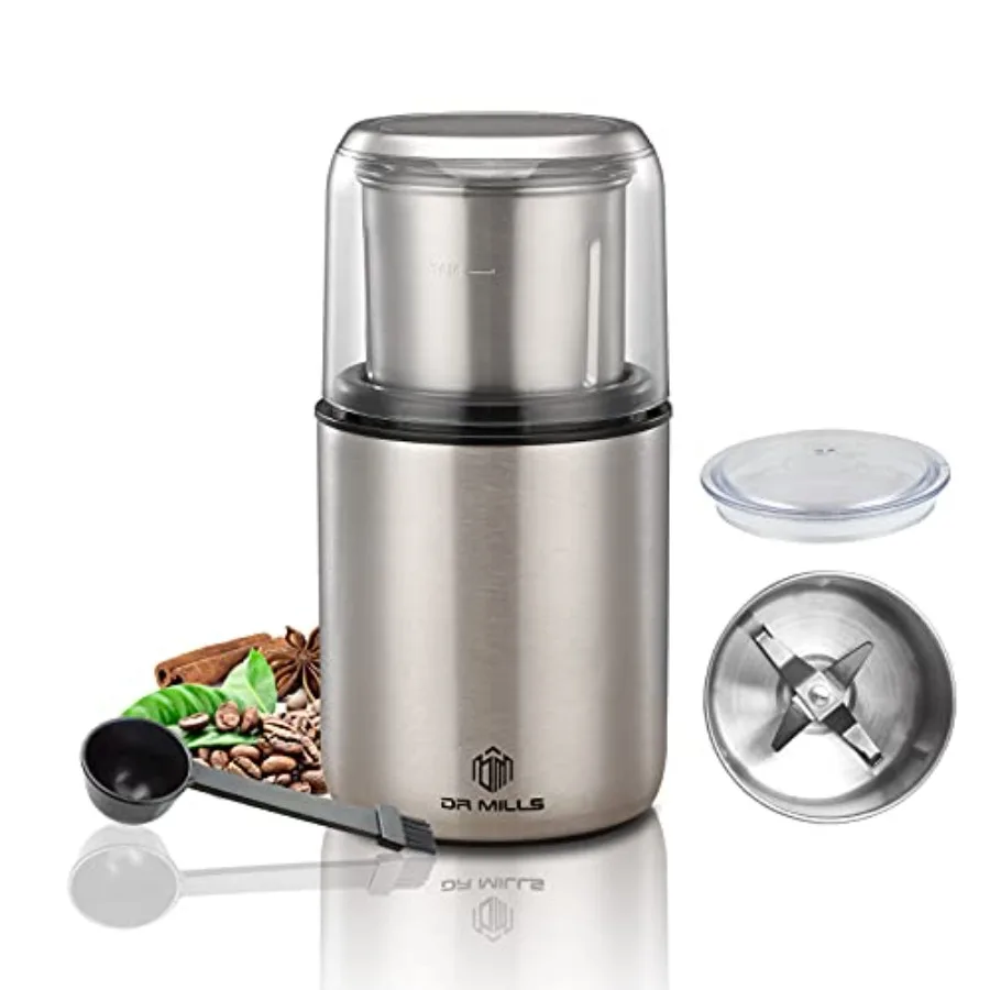 

Electric Coffee Grinder Spice Grinder with Detachable Cup for Home Use SUS304 Stainless Steel Blade and Cup Black Dishwasher Sa