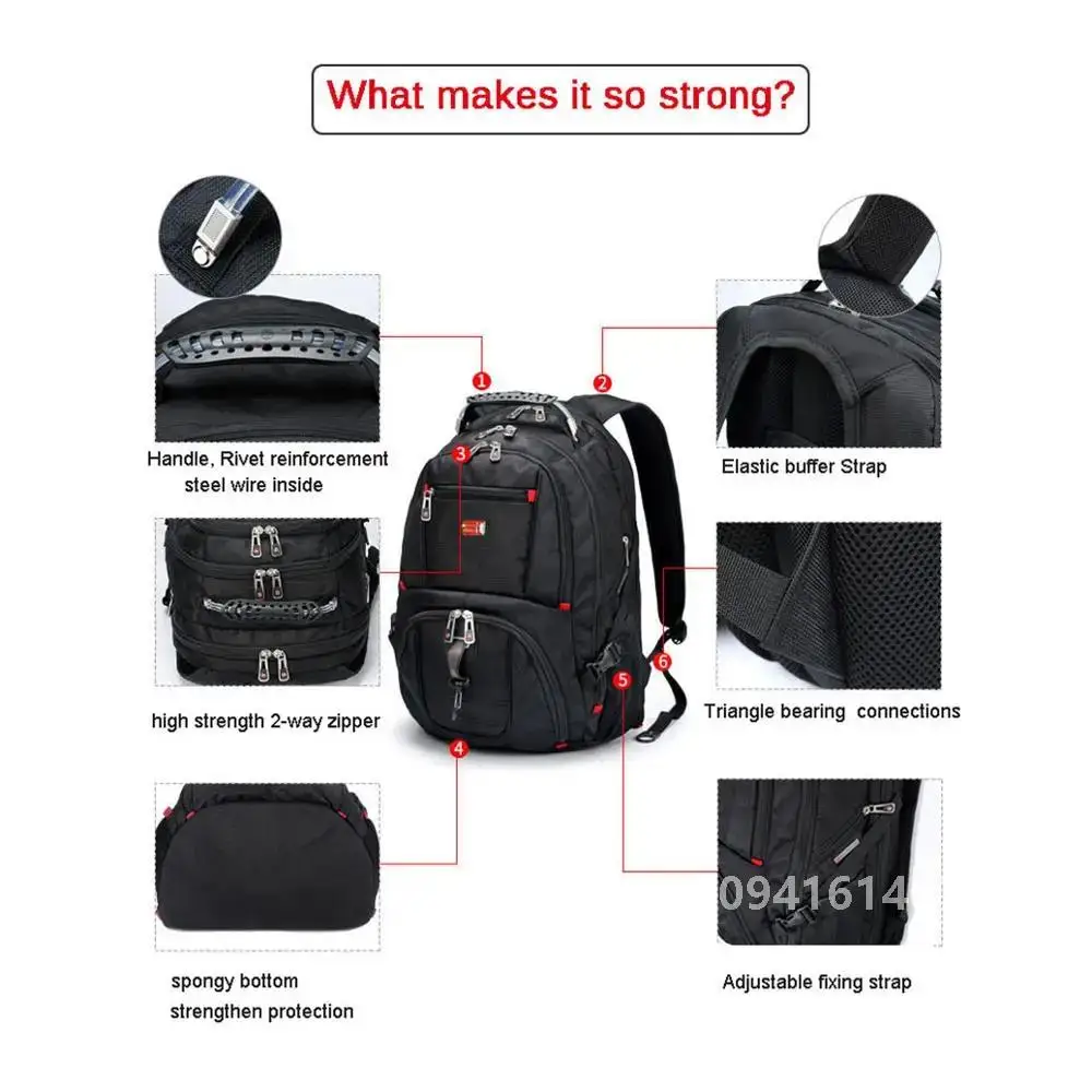 Swiss-Multifunctional bags Durable 17 Inch Laptop Backpack, Travel Bag,College Bookbag,USB Charging Port,Water Resistant