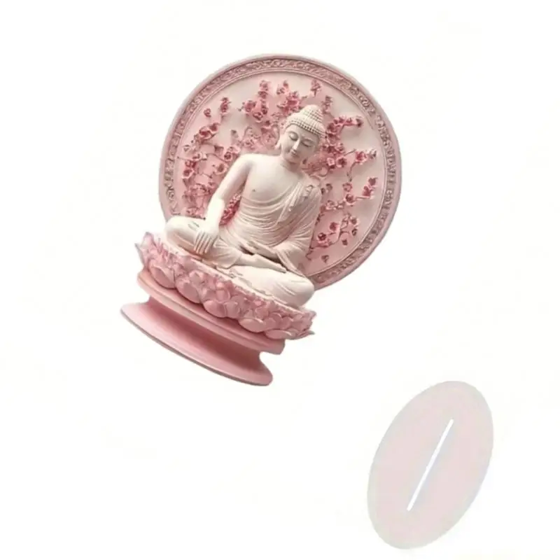 QX2E Elegant 2D Acrylic Meditating Buddhas Statue Home Tabletop Decors Buddhist Figurine Spiritual Sculpture Spiritual Gift