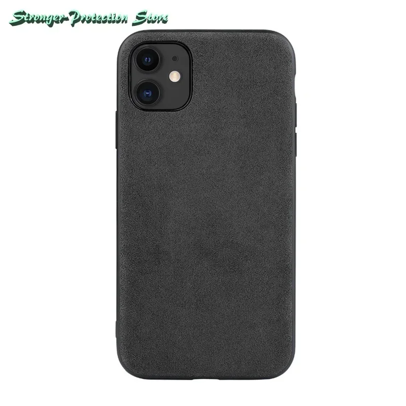 Italiaanse ALCANTARA lederen hoes voor iPhone 17 Pro Max, 16 Pro Max, 15 Pro Max, 14, 13, 12, 11, Xs Max, Xr. Luxe zakelijke telefoonhoes.