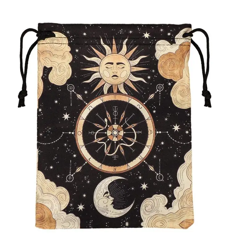 Velvet Moon Phase Tarot Cards Storage Bag Runes Constellation Witch Divination Accessories Jewelry Dice Bag Board Game