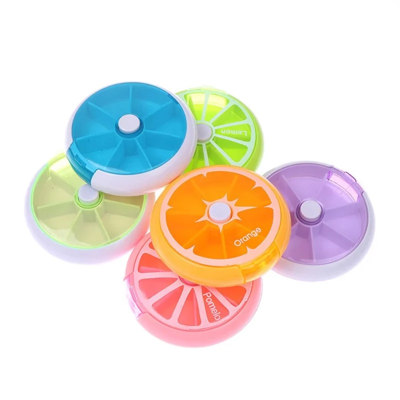 Portable Pill Box Weekly Rotating Split Fruit Points Drug Carry With You Mini Medicine Boxs Medicine Travel Pillbox