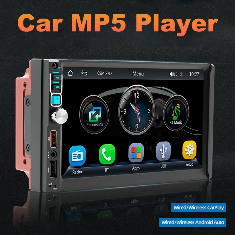 

2Din 7Inch Car Radio With For Apple Carplay Autoradio Stereo Receiver Touch Screen Bluetooth FM USB HD MP5 Player