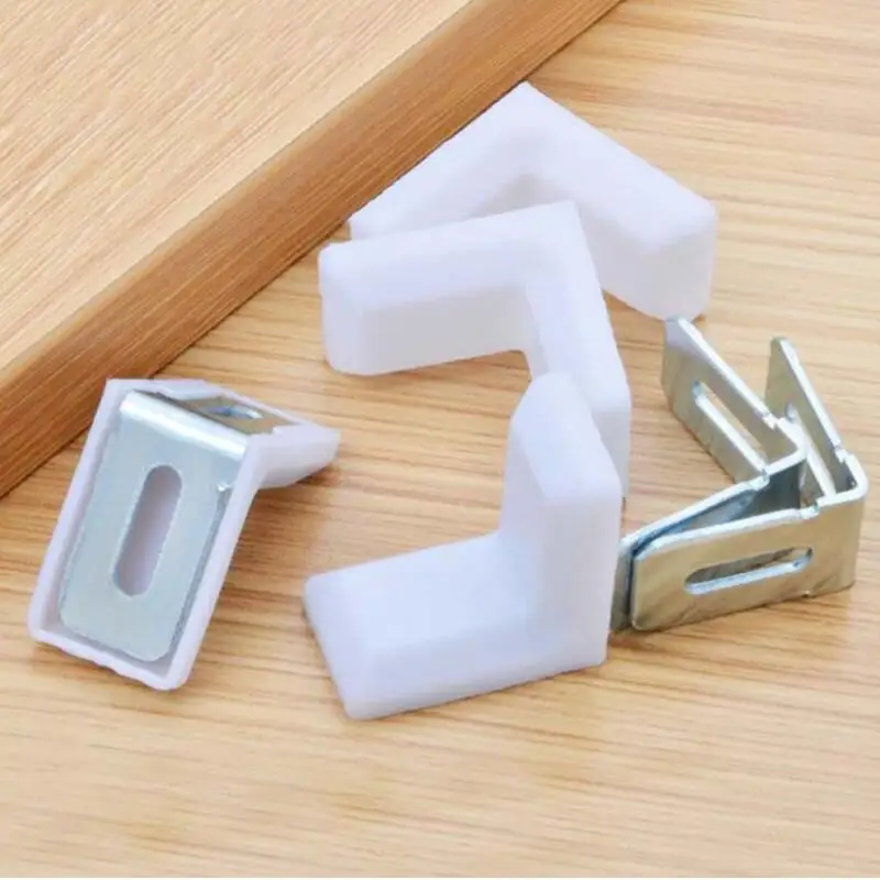 10pcs/set Furniture Fitting Mini Corner Bracket 90 Degree Angle Code L-shaped Repair Fastener with Dust Cover Hardware Connector