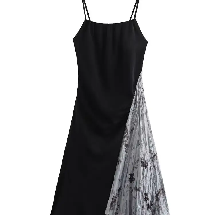 กระโปรงทรงเอเอวสูงผ้าโพลีเอสเตอร์ ดีไซน์แฟชั่นใหม่ล่าสุดสำหรับผู้หญิง ตกแต่งด้วยผ้าปะติดปะต่อ ทรงสวยเก๋ สไตล์ลำลอง คอวี