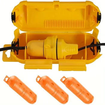 Verlengkabel Stekkerverbinding Bescherming Veiligheidsafdekking, waterdicht stopcontactbeschermingsgereedschap voor binnen en buiten Geel en oranje