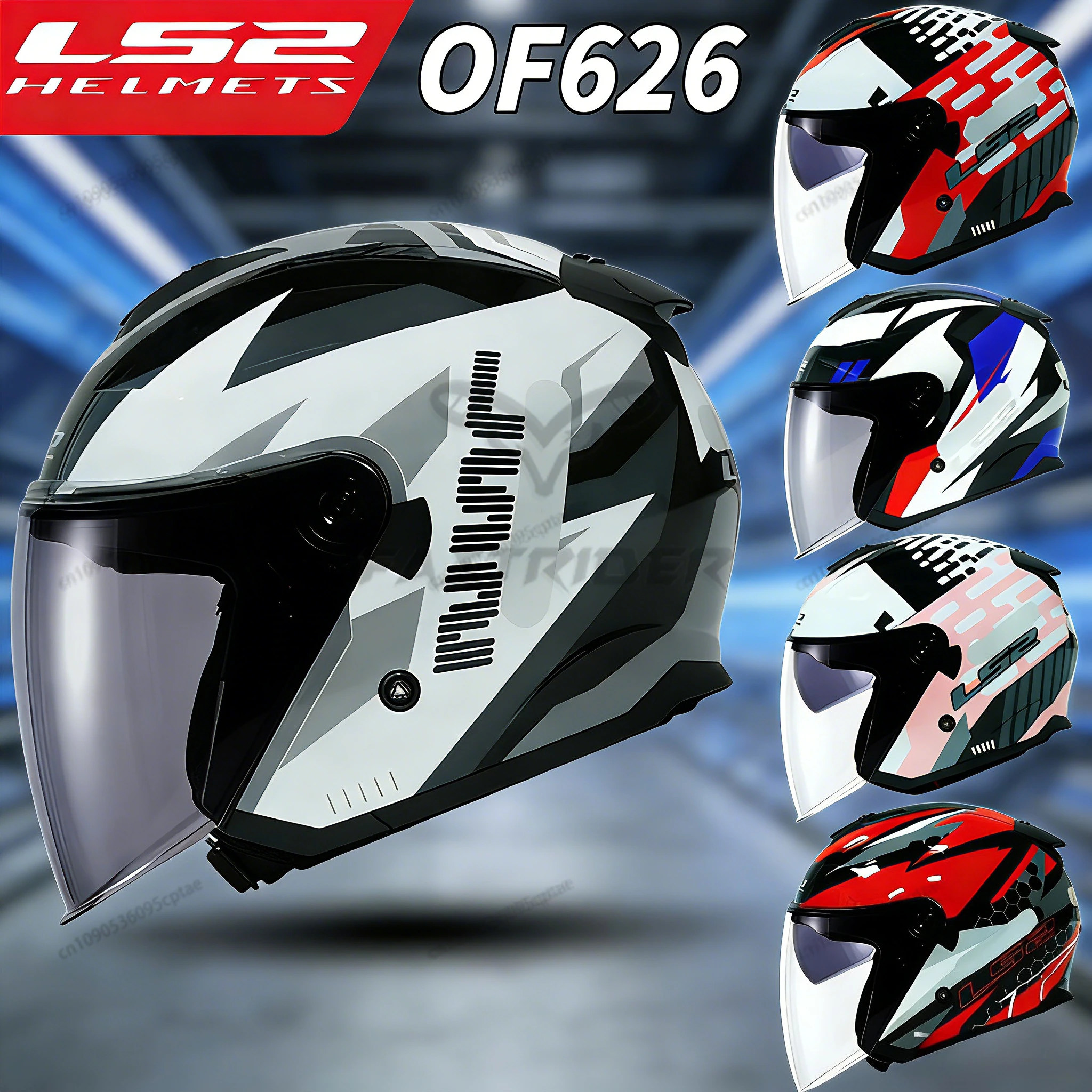 

Men Women Original LS2 OF626 COMPASS 3/4 Open Face Helmet Double Lens Scooter Half Helmet Cascos Para Moto