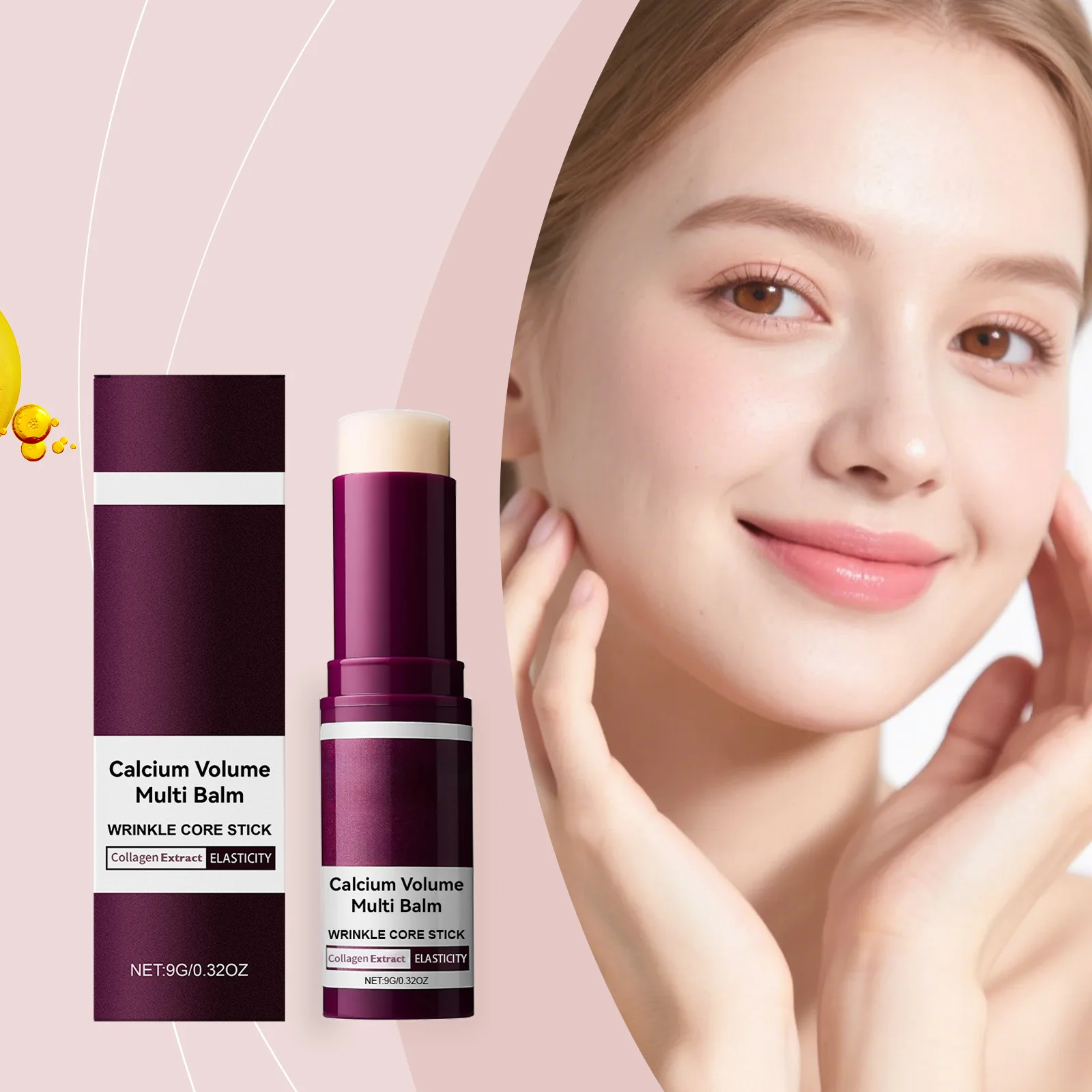 Calcium Volume Multi Balm Wrinkle Stick 9g Collagen Hydrating Moisturizer Stick Long Lasting Dry Skin Repair Primer Makeup Balm
