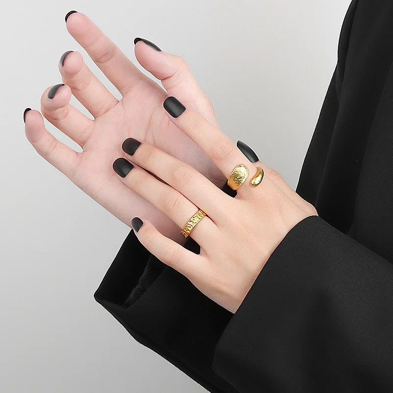 

925 Sterling Silver Ring Vintage Open Adjustable Handmade Irregular Geometric Pattern Ring Woman Fashion Jewelry Accessories