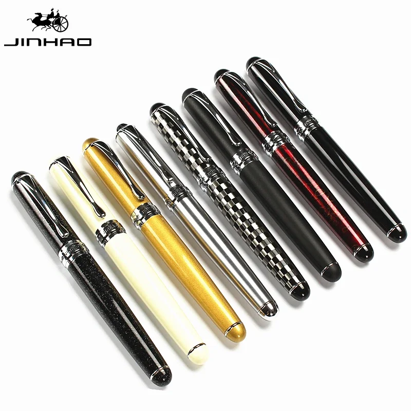 Imagem -02 - Jinhao Metal Fountain Pen Canetas de Tinta de Aço para Presente Material de Escritório Material Escolar Silver Clip Estilo Clássico 0.5 mm Nib X750