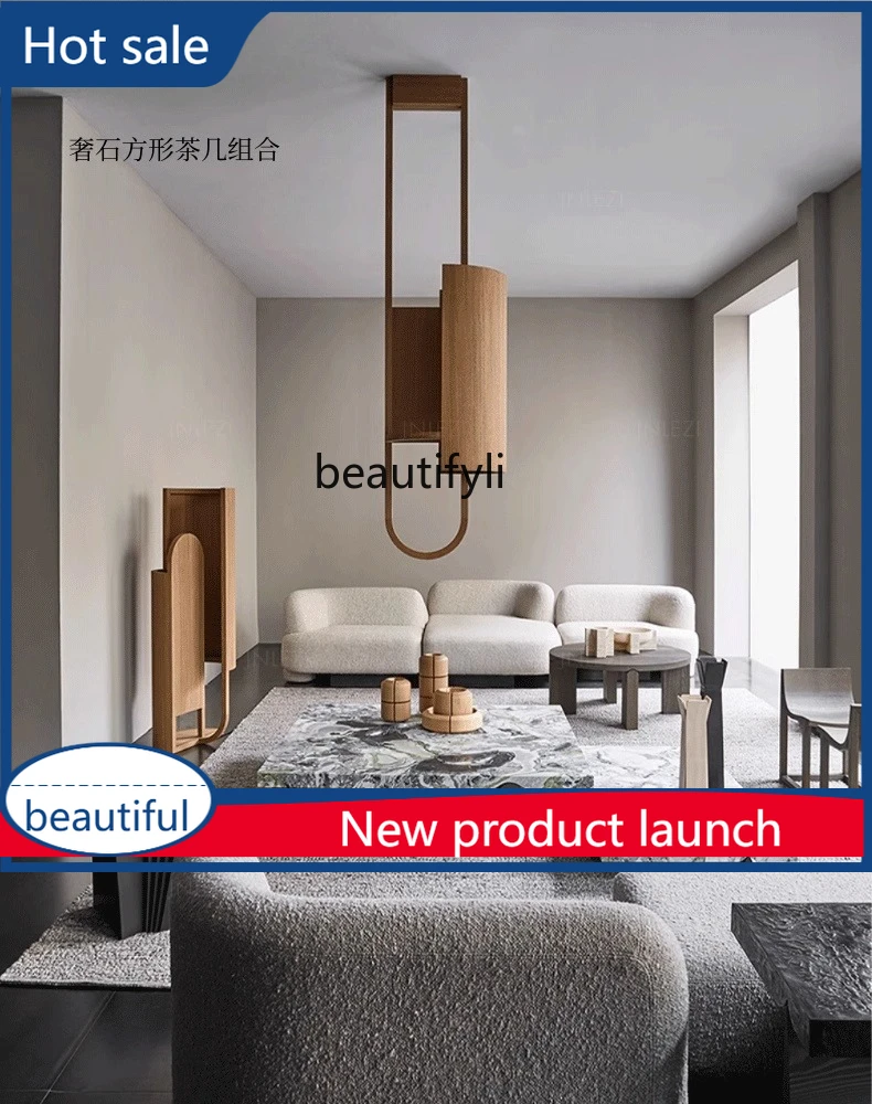 

cqy Minimalist, luxury stone coffee table high-end, square combination villa large flat living room coffee table