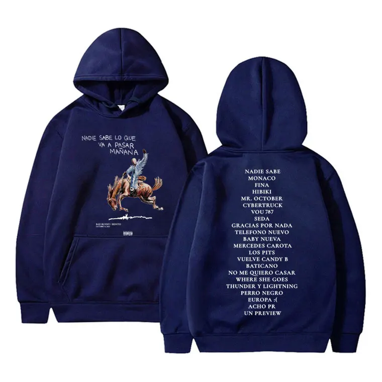 Rapper Slechte Bunny Nadie Sabe Lo Que Va Een Pasar Mañana Muziek Album Hoodie Mannen Hip Hop Hoodies Oversized Sweatshirt Mannelijke Streetwear