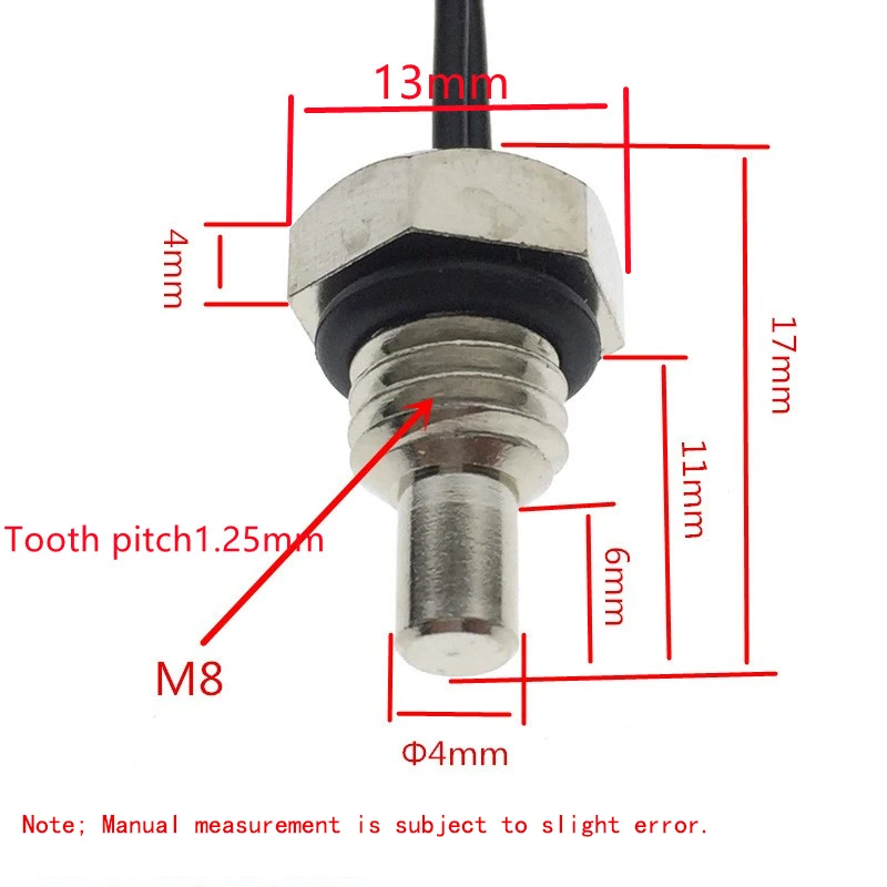 NTC thermistor temperature sensor M8x4x1.25mm The screw thread probe Resistance 10k 50k 100k  B value3950  L=0.5M 1M  2M