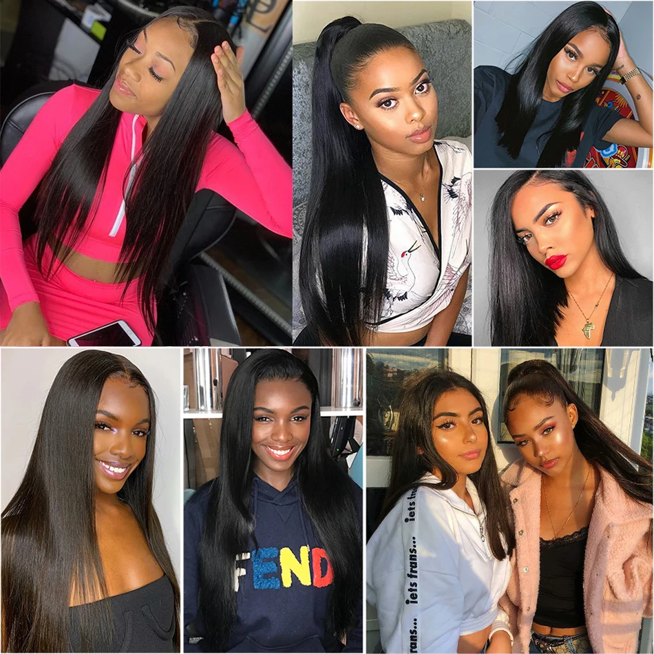 12A Straight Bundles with Closure Peruvian Virgin Human Hair Bundles With Frontal 13x4 Transparent Lace Hair Bundle Extensions