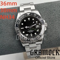 Gramock 36MM 38MM Men's NH34 Automatic Mechanical Wristwatch SUB Case GMT 100m Diving Watch Sapphire Glass Luminous Reloj Hombre