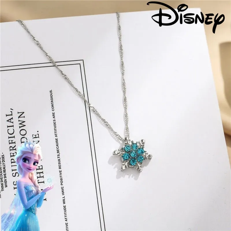 

New Disney Frozen Elsa Princess Kids Sweet Cute Creative Anime Cartoon Fashion Decoration Snowflake Necklace Jewelry Pendant