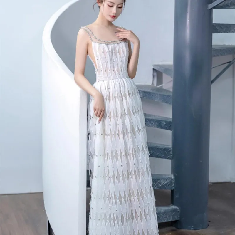 Light luxury small heavy industry morning gown toasting dress birthday party temperament