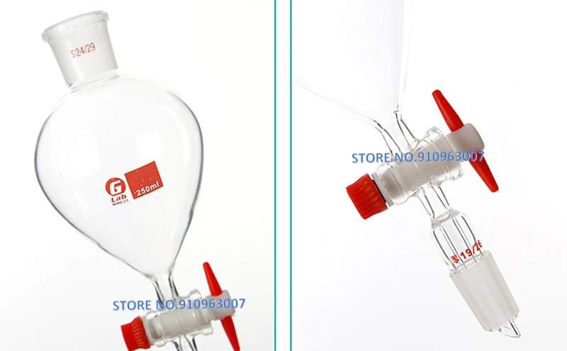 Imagem -03 - Funil Esférico de Vidro do Separador de 1000ml com Pistão de Ptfe 19 24 29 Padrão Boca Plugue Padrão Que Deixa Cair o Funil Peças 60ml ao