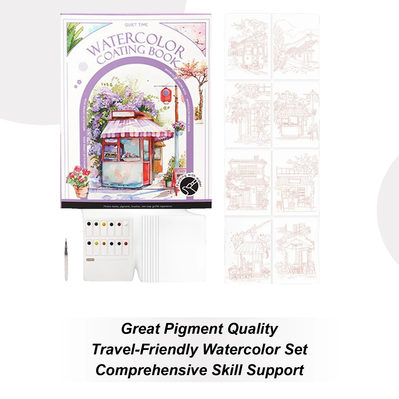 

Watercolor Paint Book Travel Watercolor Kit Art Supplies Multifunctional Professional Drawing Painting Kit Bulk Stationery For